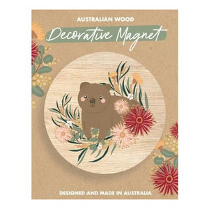 Christie Williams Wooden Magnet - Protea & Wombat