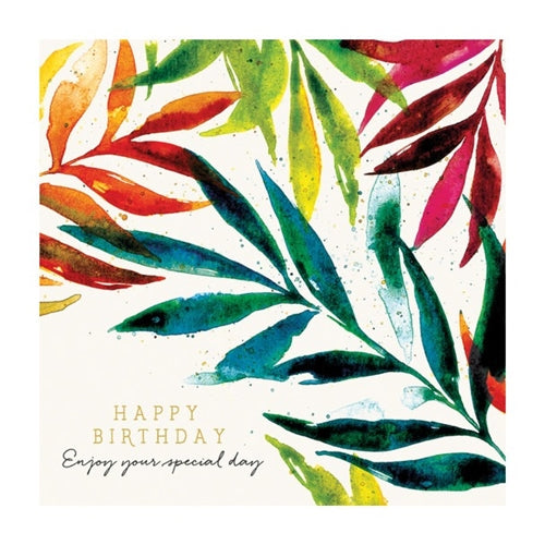 The Art File Birthday Card - Natural Phenomenon, Tropical Leaves