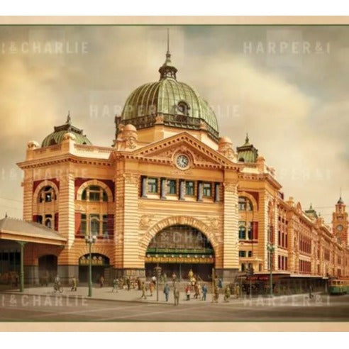 Harper & Charlie Postcard - Flinders Street Station Landscape