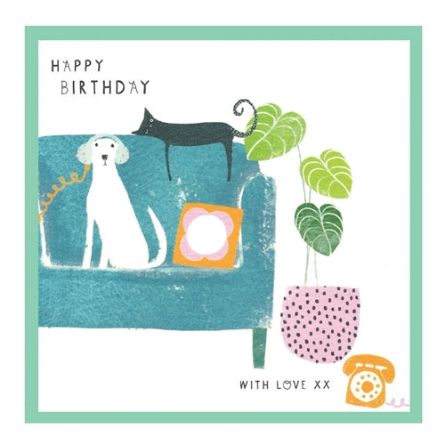 Cinnamon Aitch Birthday Card - "Margo Series", Happy Birthday with Love