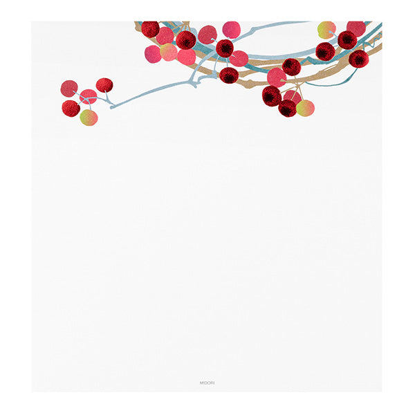 Midori Kami Letter Set - Paper Series - Winter, Berry Wreath