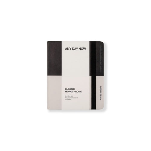 Any Day Now Any Day Now Classic Wrap Notebook - Dot Grid, A6 Cropped, Black & Light Grey
