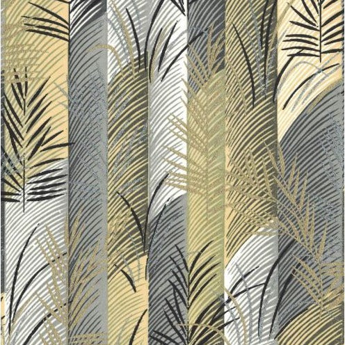 Chiyogami Paper - A4, Palm Fronds on Grey