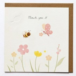 Ginger Betty Greeting Card - Thank You Bee and Butterfly