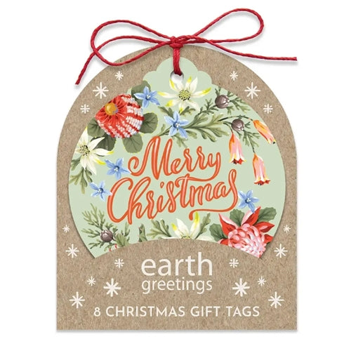 Earth Greetings Earth Greetings Christmas Gift Tags - Christmas Blooms, Pack of 8