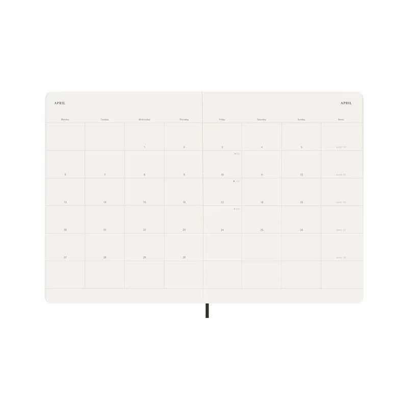 Moleskine 2026 Moleskine 12-Month Monthly Diary - Extra Large, Soft Cover, Black