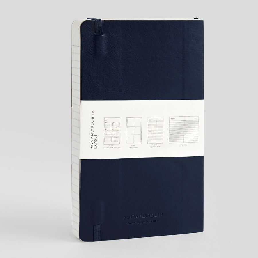 myPaperclip 2026 myPAPERCLIP Vegan Leather Daily Planner - A5 Slim, Softcover, Blue