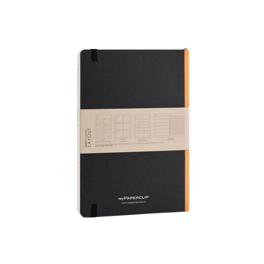 myPaperclip 2026 myPAPERCLIP Weekly Planner + Notebook - A5, Hardcover, Black / Orange Spine