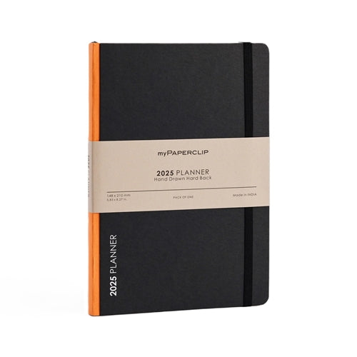 myPaperclip 2026 myPAPERCLIP Weekly Planner + Notebook - A5, Hardcover, Black / Orange Spine