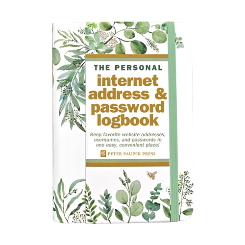 Peter Pauper Press Internet Address & Password Logbook - Eucalyptus