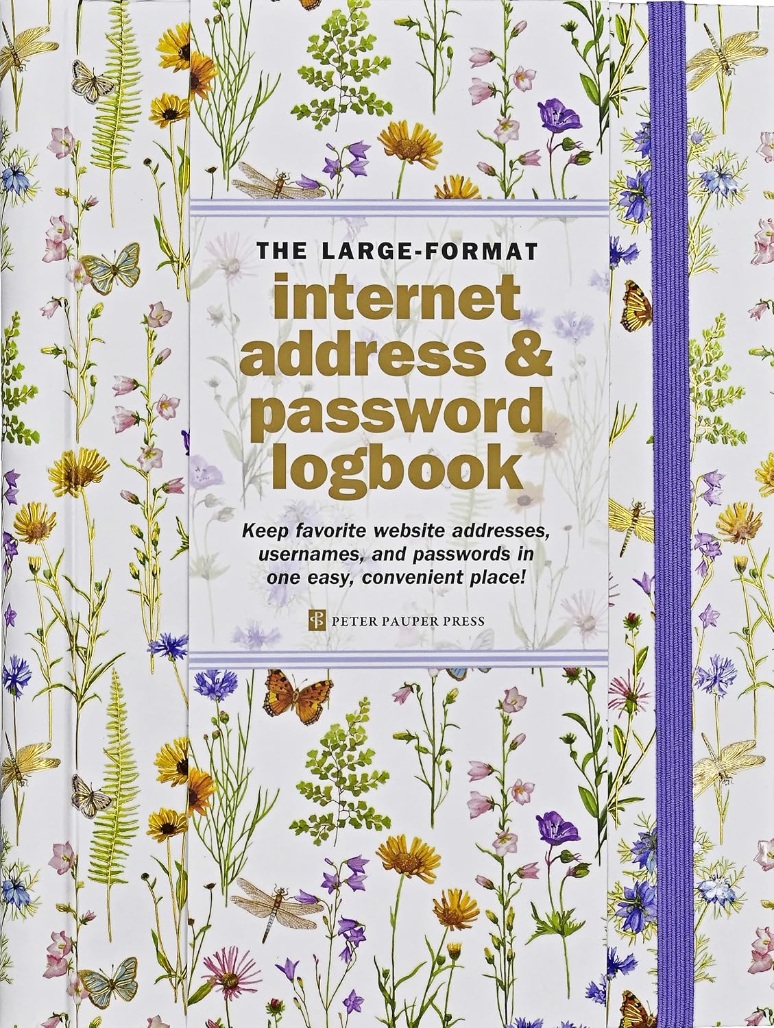 Peter Pauper Press Internet Address & Password Logbook -Wildflower Garden, Large Print