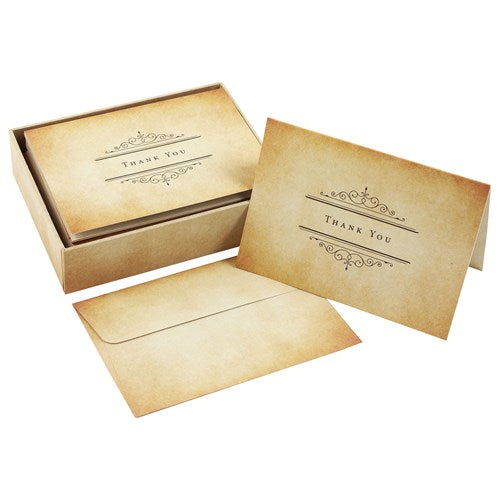 Peter Pauper Press Thank You Card Set - Vintage Parchment
