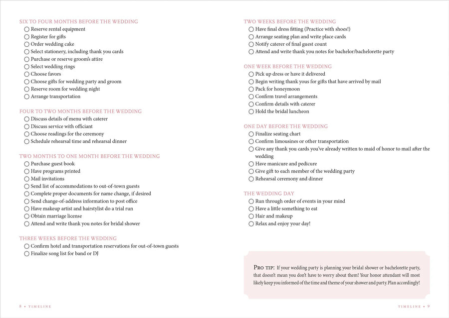 Peter Pauper Press Wedding Planner Checklist