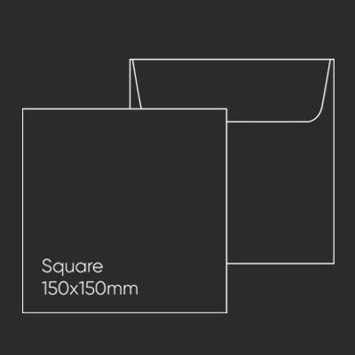 150mm Square Envelope - Black 125gsm, Pack of 10