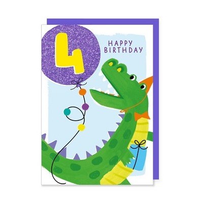 Rosanna Rossi Greeting Card - 4th Birthday, Crocodile