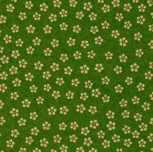 Chiyogami Paper - A4, Small Gold Flowers on Green