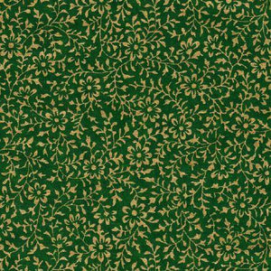 Chiyogami Paper - A4, Gold Vines on Green Background