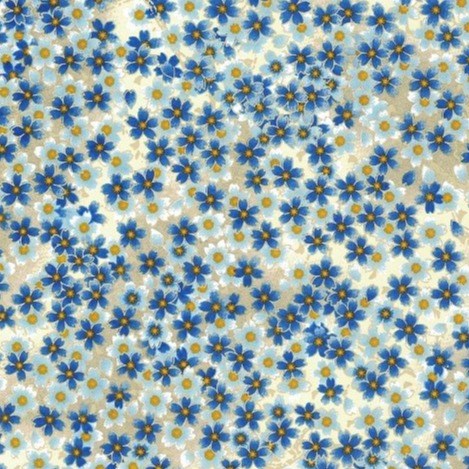 Chiyogami Paper - A4, Blue & White Flowers
