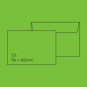 C6 Envelope (114x162mm) - Popticks, Parrot Green, Pack of 10