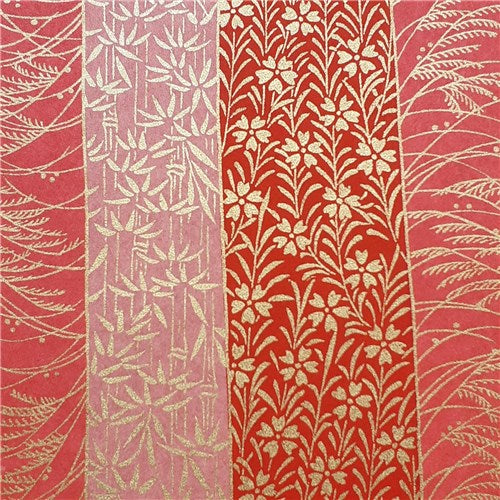 Chiyogami Paper - A4, Bamboo & Flower Stripes