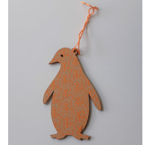 Ruby Star Wooden Ornament - Penguin, Orange