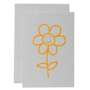 Me & Amber Greeting Card - Flower, Yellow Ink on White