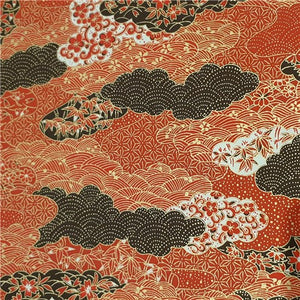 Chiyogami Paper - A4, Black/Red Wave Pattern
