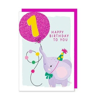 Rosanna Rossi Greeting Card - 1st Birthday, Elephant
