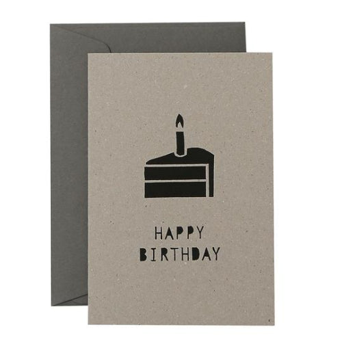 Me & Amber Birthday Card - Cake Birthday, Black Ink on Kraft