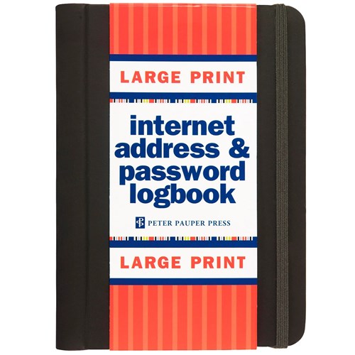 Peter Pauper Press Internet Address & Password Logbook - Black, Large Print