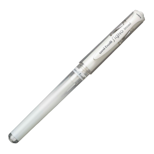 Uni-ball Signo Gel Ink Pen, Broad, White - Main Image