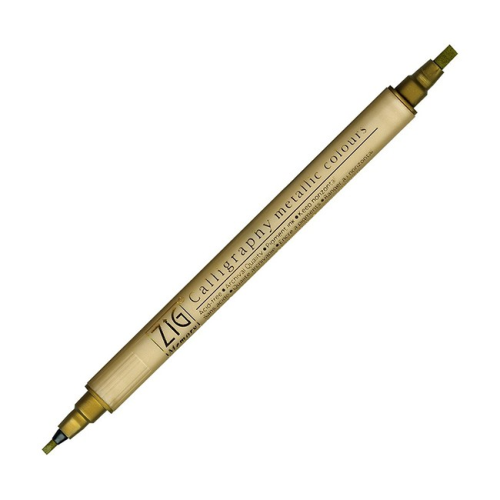 Zig Kuretake Zig Calligraphy Dual Tip Metallic Marker - Gold