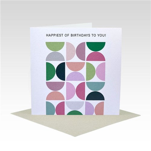 Rhicreative Greeting Card - Coloured Semi Circles Birthday