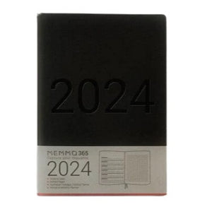 Memmo 2024 Softcover Diary - Weekly Notebook, A5, Black
