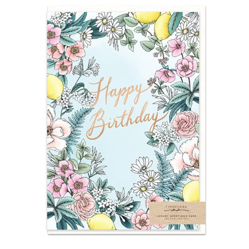 Typoflora Greeting Card - Citrus Happy Birthday