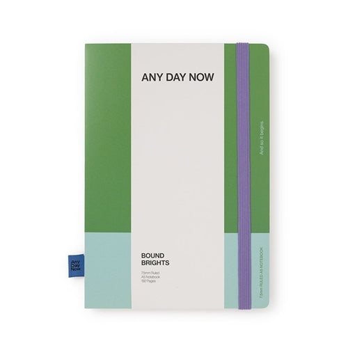 Any Day Now Bound Notebook - Ruled, A5, Sky & Green