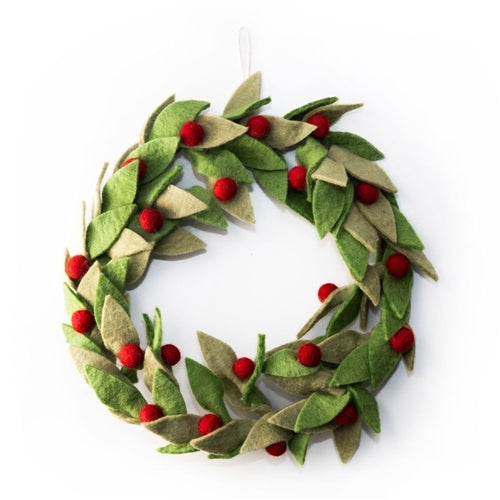 Gifted Hands Felt Christmas Wreath - Large, Leaves & Berries