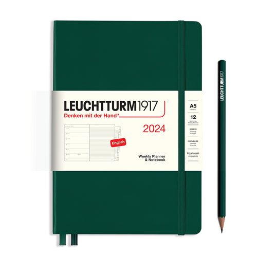 Leuchtturm 2024 Hardcover Diary - Weekly + Notes, A5, Forest Green