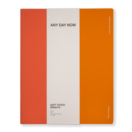 Any Day Now Soft Touch Notebook - Plain, A4 Cropped, Red & Orange