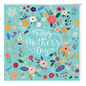 Paper Street Mother's Day Card - Aqua Flowers