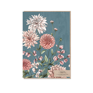 Typoflora Greeting Card - Floral Portrait, Dahlias
