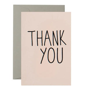 Me & Amber Greeting Card - Slim Thank You, Black Ink on Blush