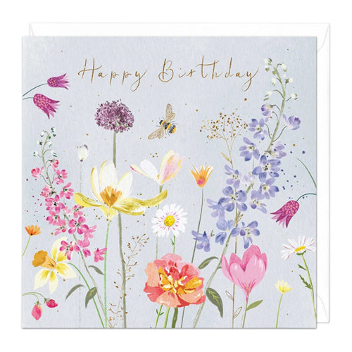 Whistlefish Greeting Card - Happy Birthday, Meadow Flowers