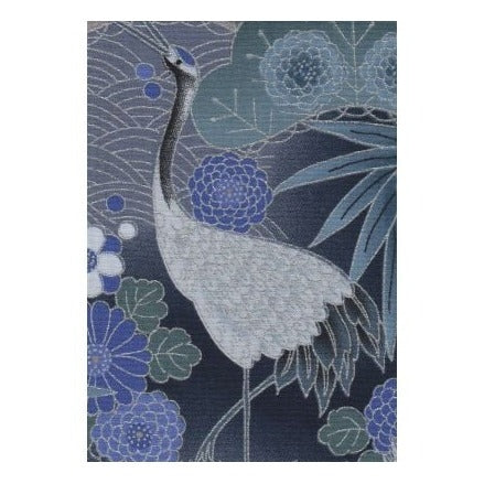 Interweave Fabric Greeting Card - Silver & Blue Cranes