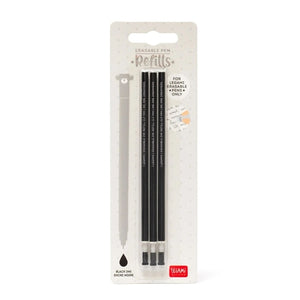 Legami Erasable Pen Refill - Black, Pack of 3