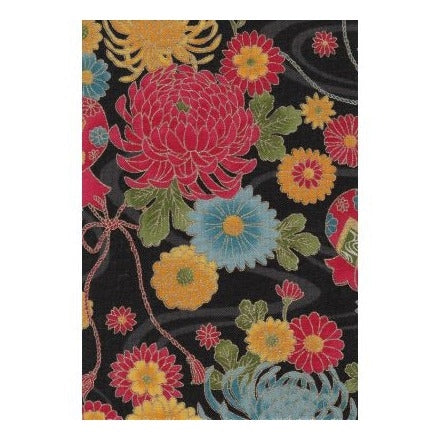 Interweave Fabric Greeting Card - Chrysanthemums on Black