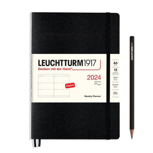 Leuchtturm 2024 Softcover Diary - Weekly Planner, A5, Black