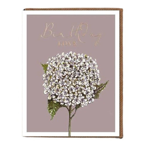 Toasted Crumpet Greeting Card - "Blanc", Hydrangea Birthday Love