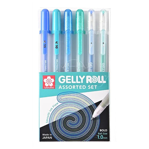 Sakura Gelly Roll - Blue & Green, Set of 6
