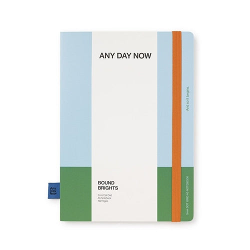 Any Day Now Bound Notebook - Dot Grid, A5, Sky Blue & Green